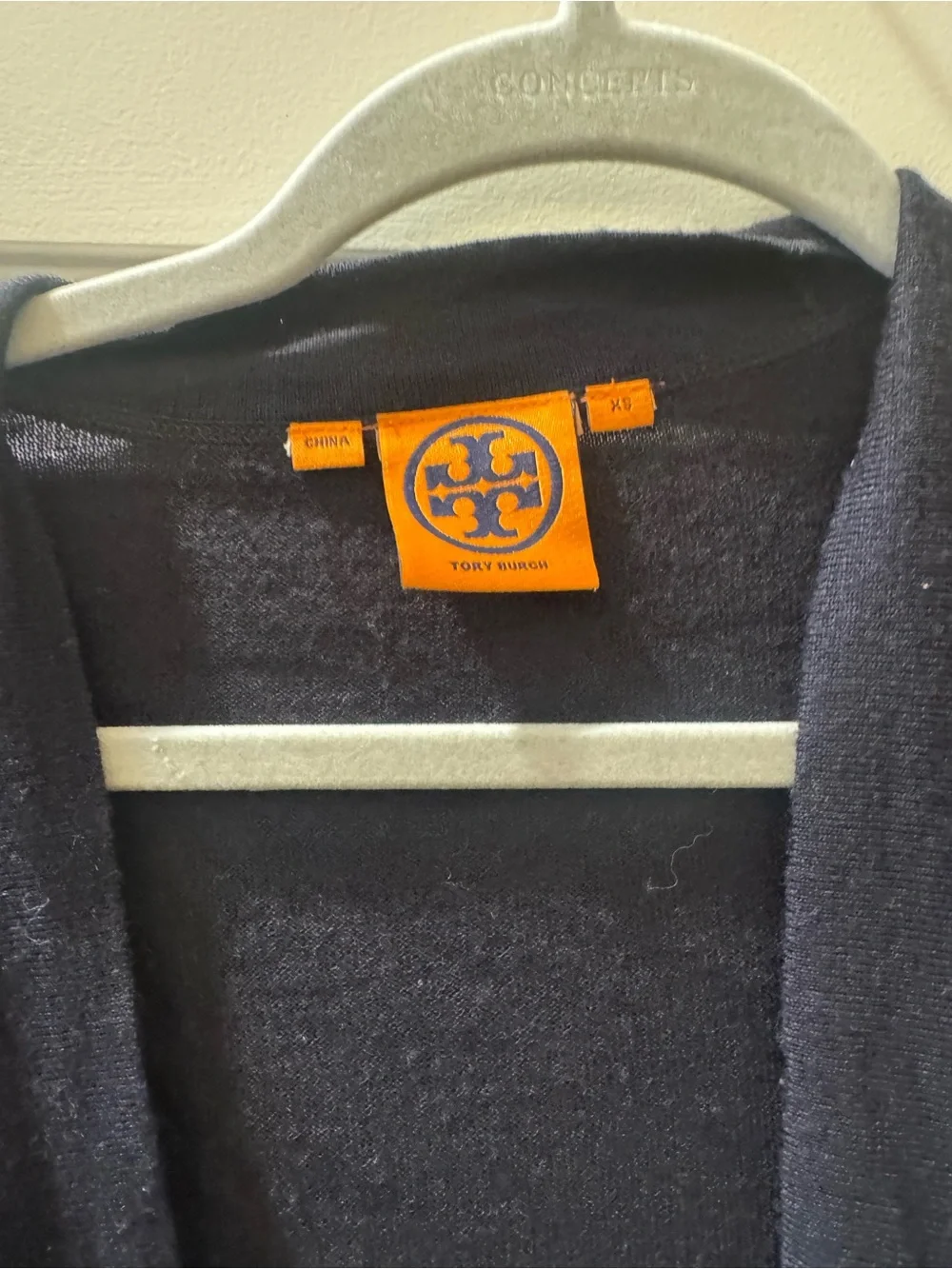 Tory Burch Classic V-Neck Long Sleeve Button Cardigan - Navy